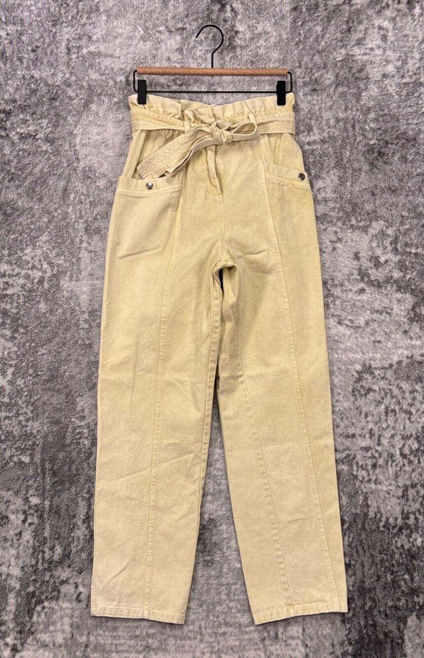 Sea NY Pants 6 Womens High Rise Paperbag Waist Straight Leg Yellow Denim